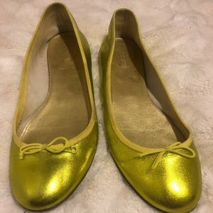Adorable Metallic Green J Crew Flats